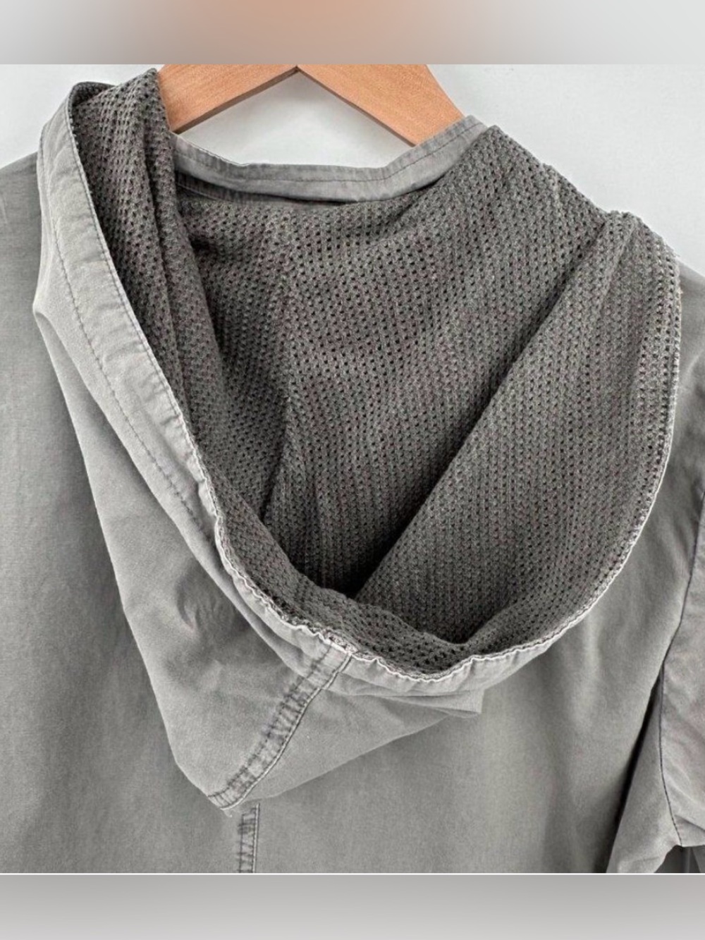 XCVI Soft Gray Utility Windbreaker Jacket Full Zip Longsleeve Hoodie Ruched Mes - Picture 9 of 16